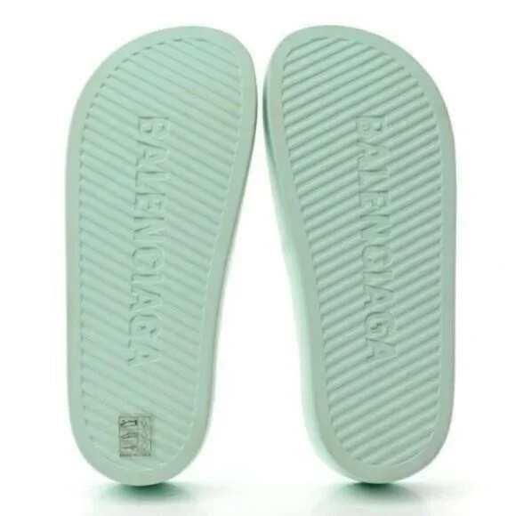 100% - New Authentic BALENCIAGA  Rubber Womens Chunky Slide Sandals 36 Green Aq… - Picture 8 of 10
